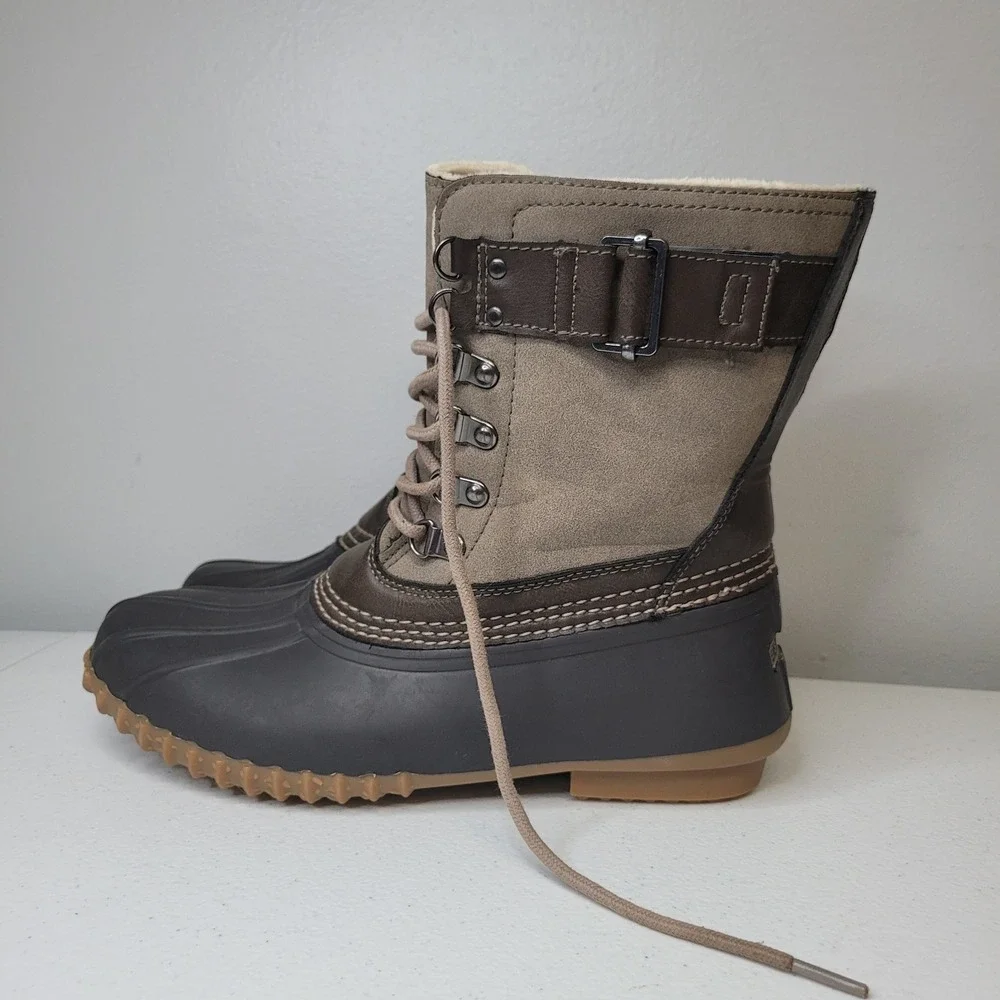 Esprit Cove Womens Duck Boots Brown Tan Faux Fur Lined Winter NETAUG16 Size‎ 8.5